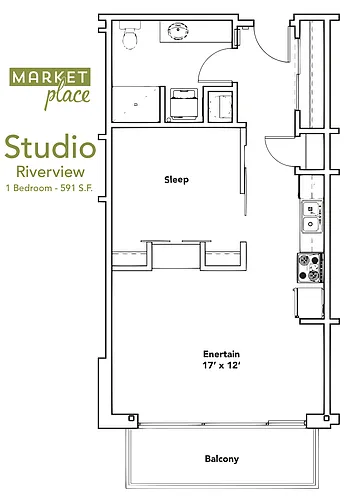 Floor plan 1 Bed 1 Bath