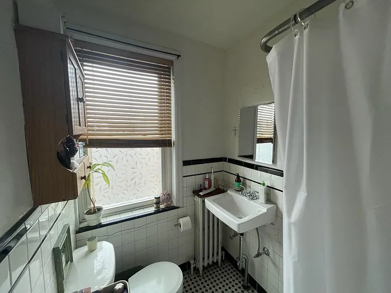Bathroom, 2024.Who doesn't love a nice tub with great black and white tiles ?!