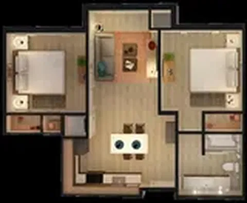 Floor plan Two Bedroom One Bathroom