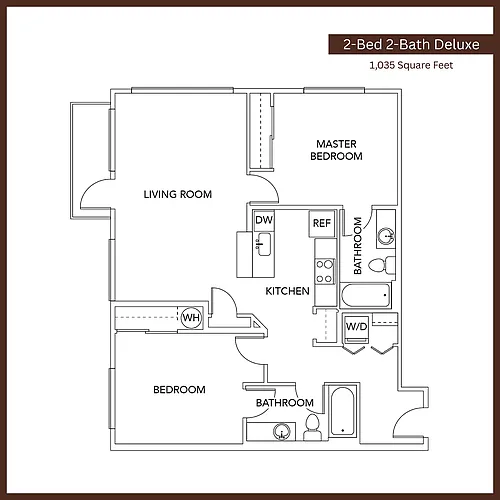 Floor plan 2 Bedroom 2 Bath Deluxe