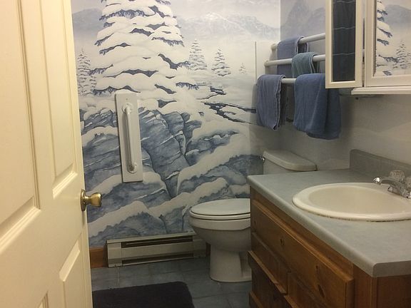 Full bath with Mtn mural
