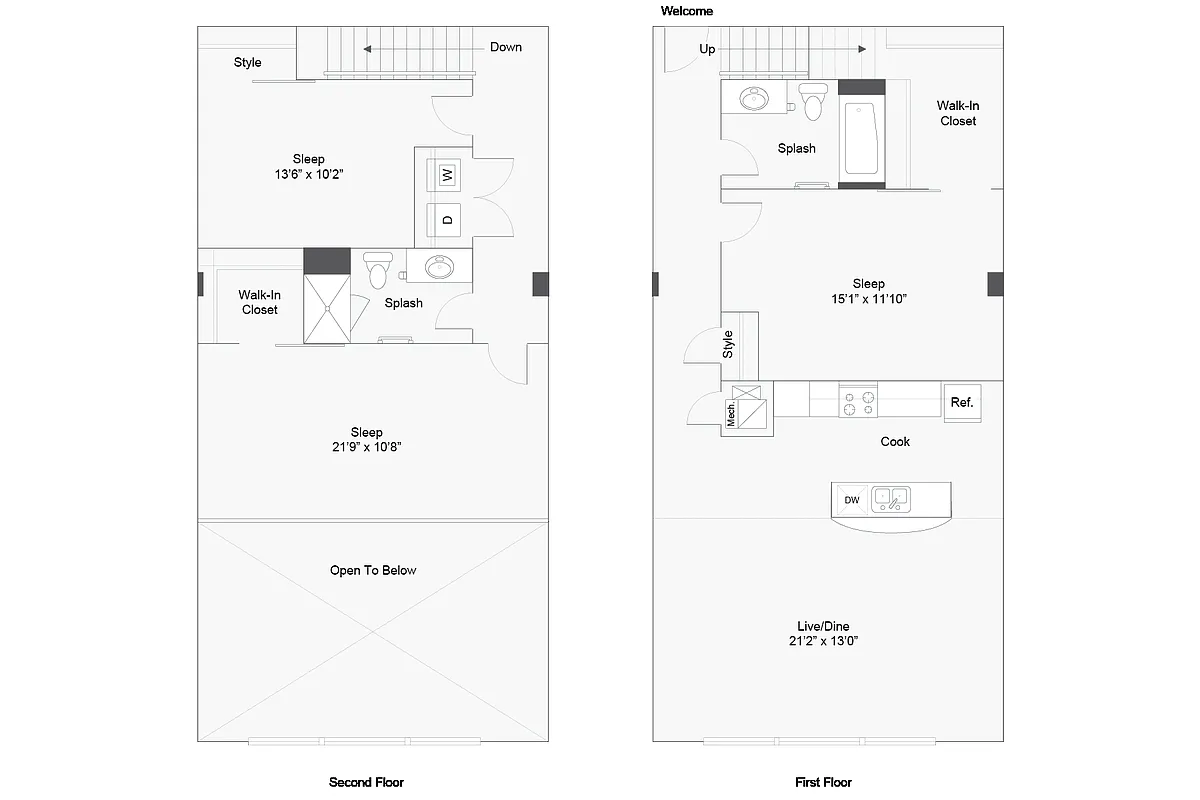 Floor plan 3 BR x 2 BA - C Loft