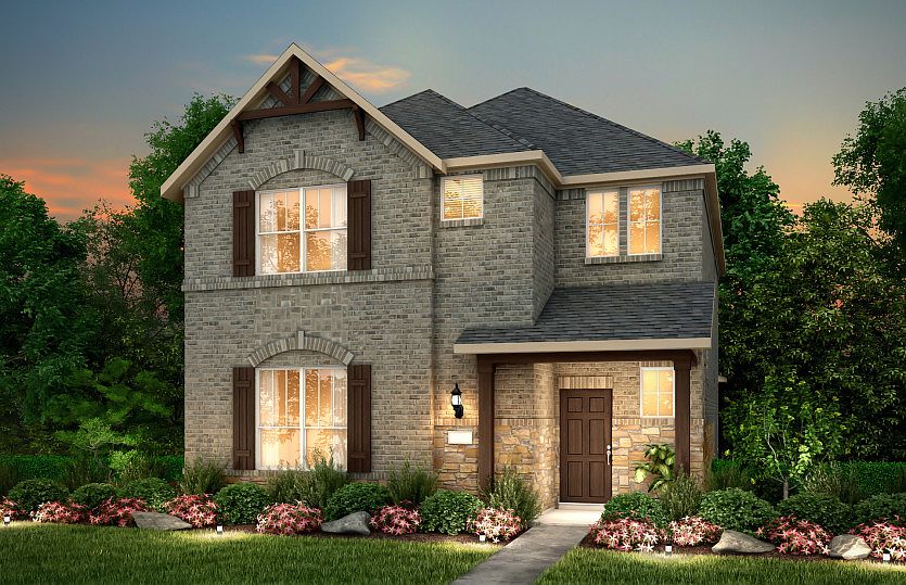 The Highwater, with covered front porch and 2-car rear-entry garage, shown as Exterior B