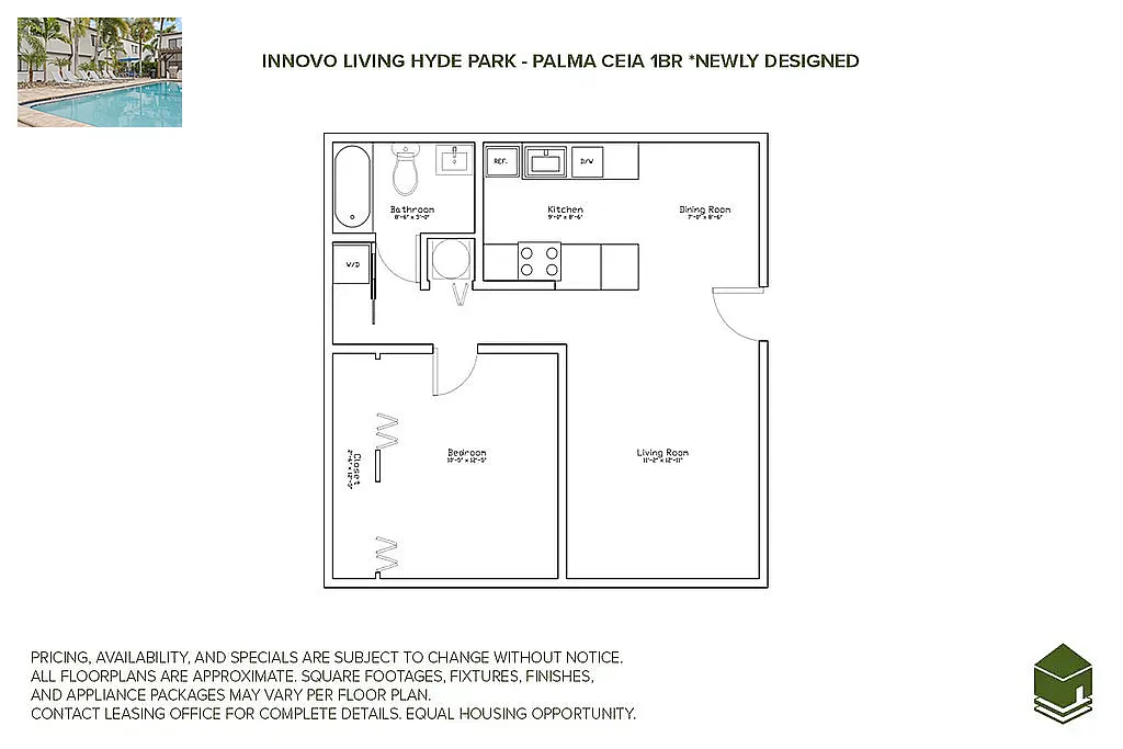 Floor plan Palma Ceia Designer 1 Bed 1 Bath