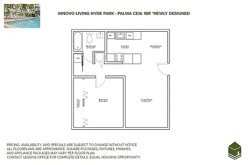 Floor plan Palma Ceia Designer 1 Bed 1 Bath