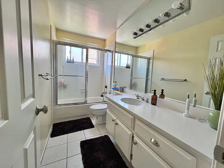 Upstairs bathroom, staged