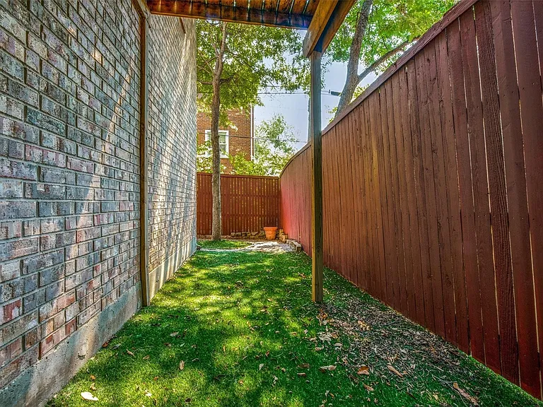 Backyard with wooden privacy fence
