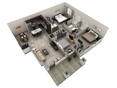 Floor plan 3 BR Grand Courtyard