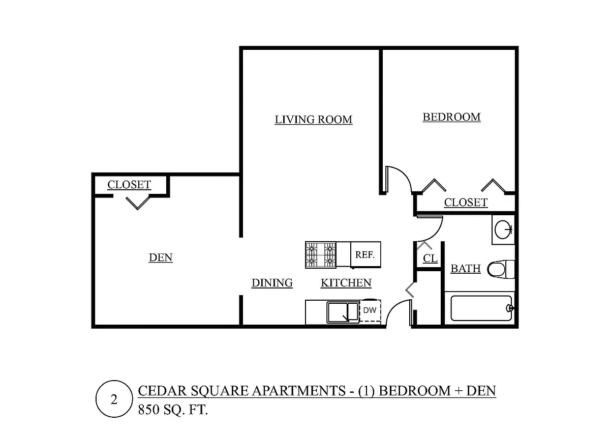 Floor plan 1 Bed + Den