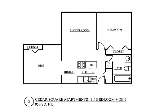 Floor plan 1 Bed + Den