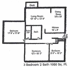 Floor plan 3 Bedroom, 2 Bath