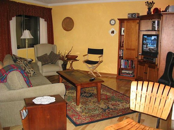 Living room with view to private back yard.