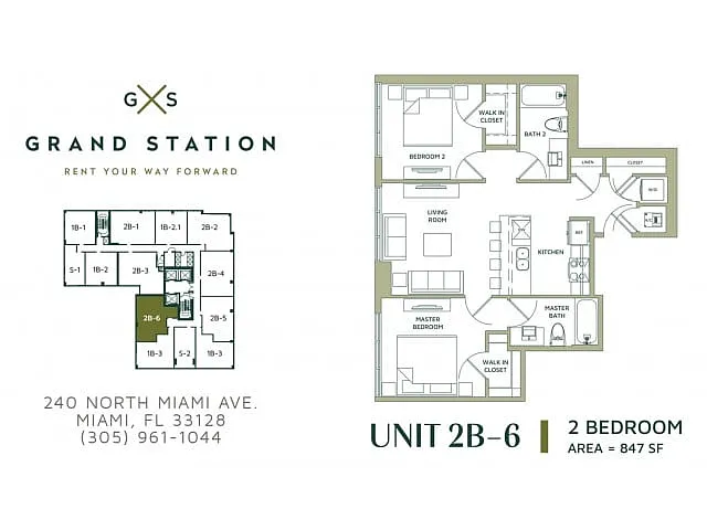 Floor plan 2 Bed 2 Bath (2B-6)