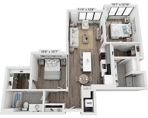 Floor plan Two Bedroom B2B