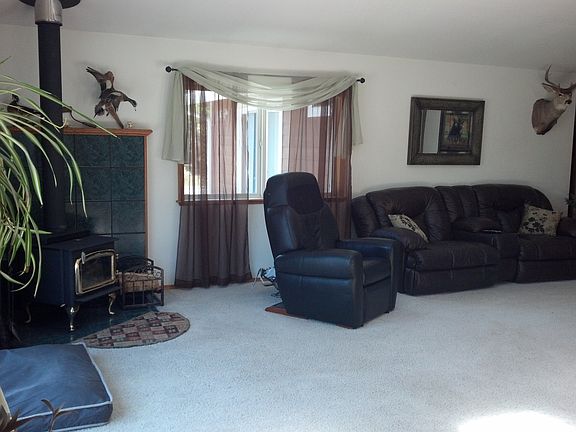 wood stove & living room