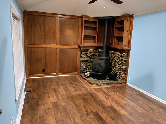 Living room with wood stove
