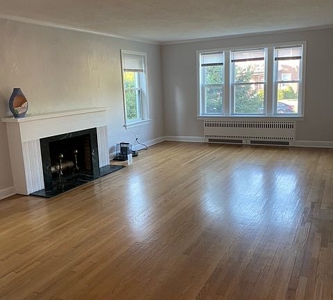 Huge living room with decorative fireplace