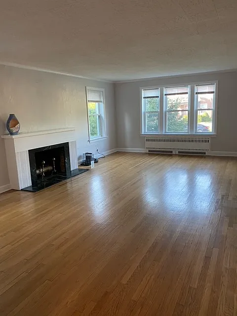 Huge living room with decorative fireplace