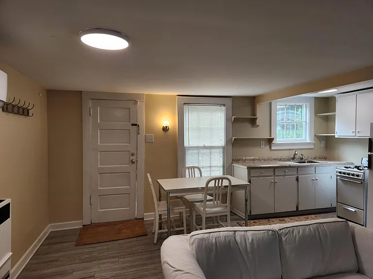 3 LED ceiling lights in the living/kitchen area.