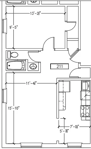 Floor plan Studio 111 211 310