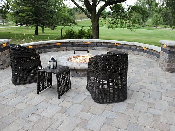 View from the patio : Built in Natural gas fire pit and grill