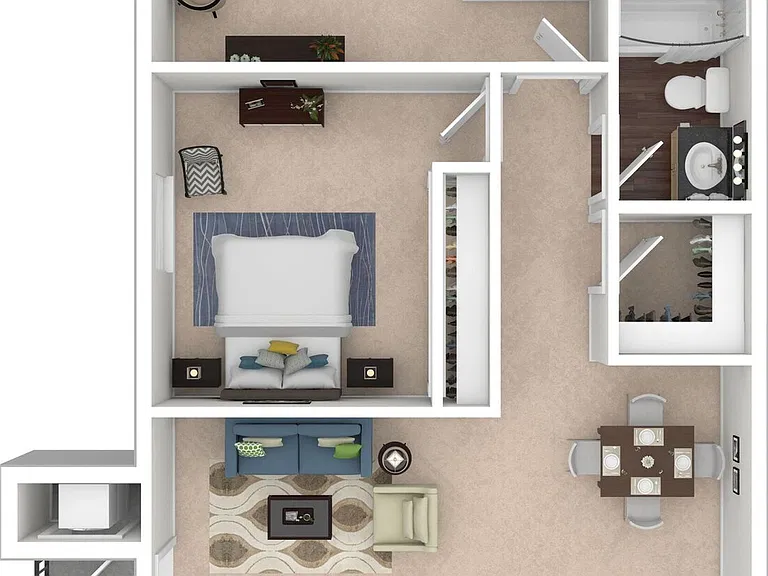 2 BD / 2 BA 850 SF