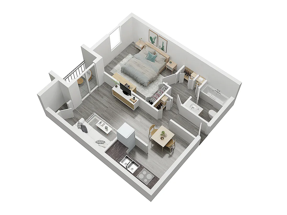 Floor plan 1X1-1A