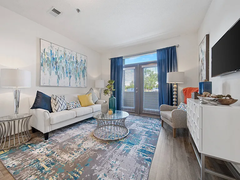 Charming Living Room with Hardwood-Style Flooring