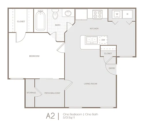 Floor plan Willow 1 Bed 1 Bath