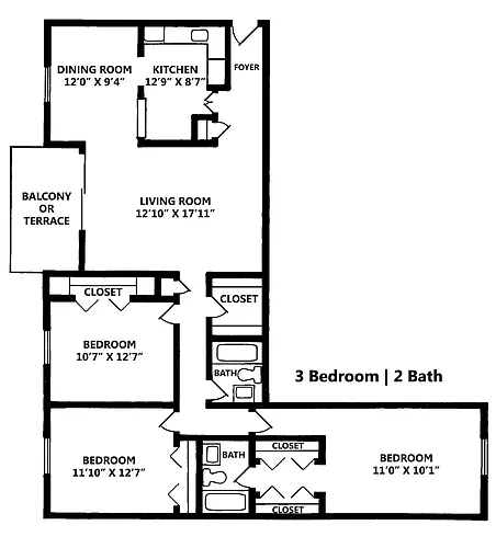 Floor plan Three Bedroom