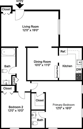 Two Bedroom 1.5 Bathroom Two Bedroom 1.5 Bathroom