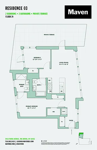Floor plan 2 Bed/2 Bath-B2