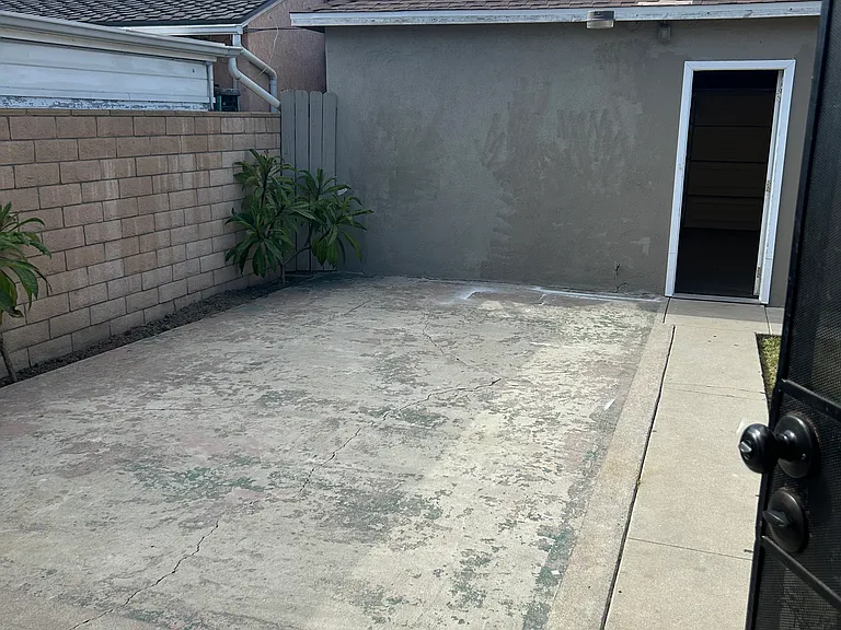 from House back door pathway to Garage entry