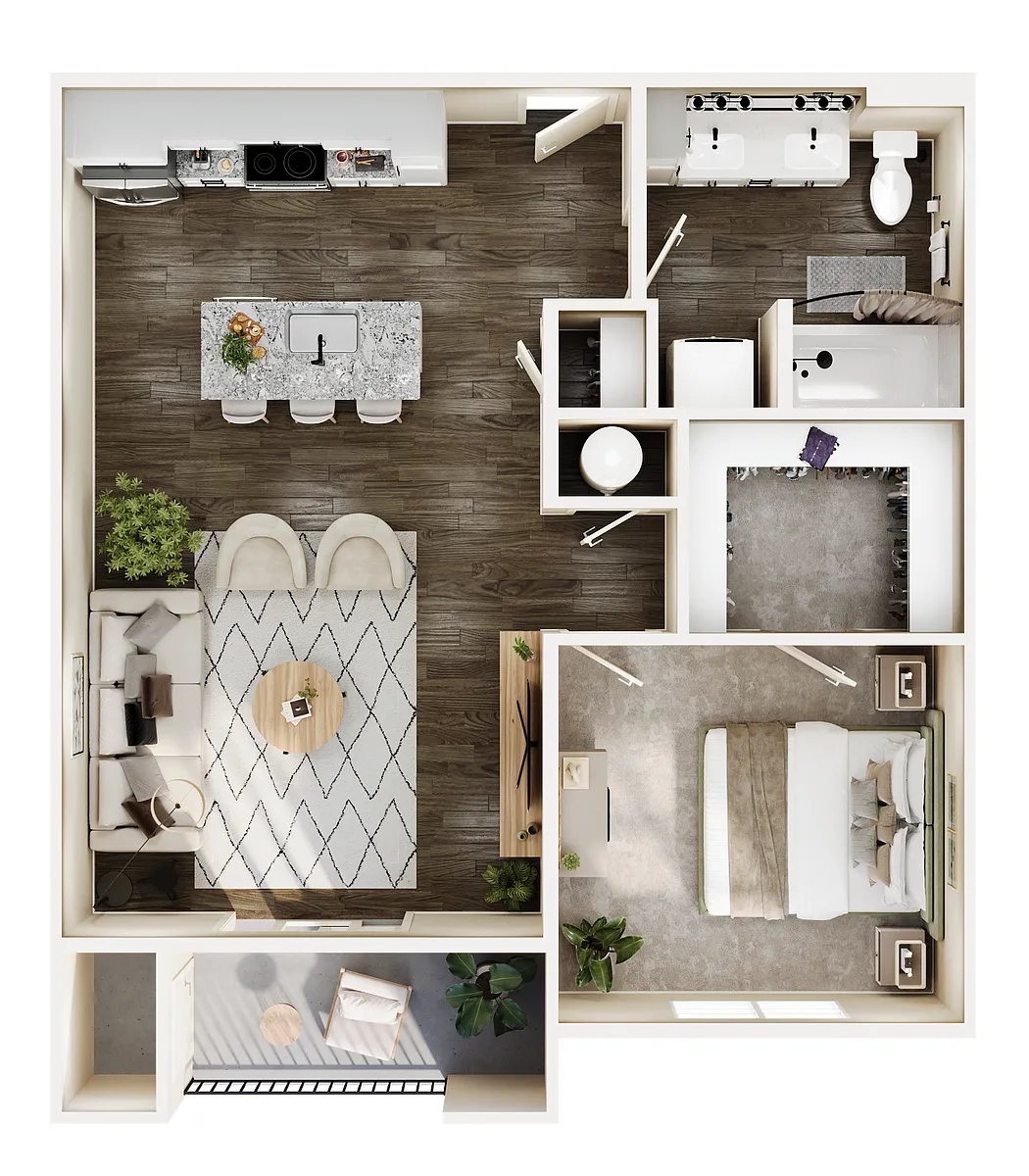 Floor plan 1 Bed/1 Bath