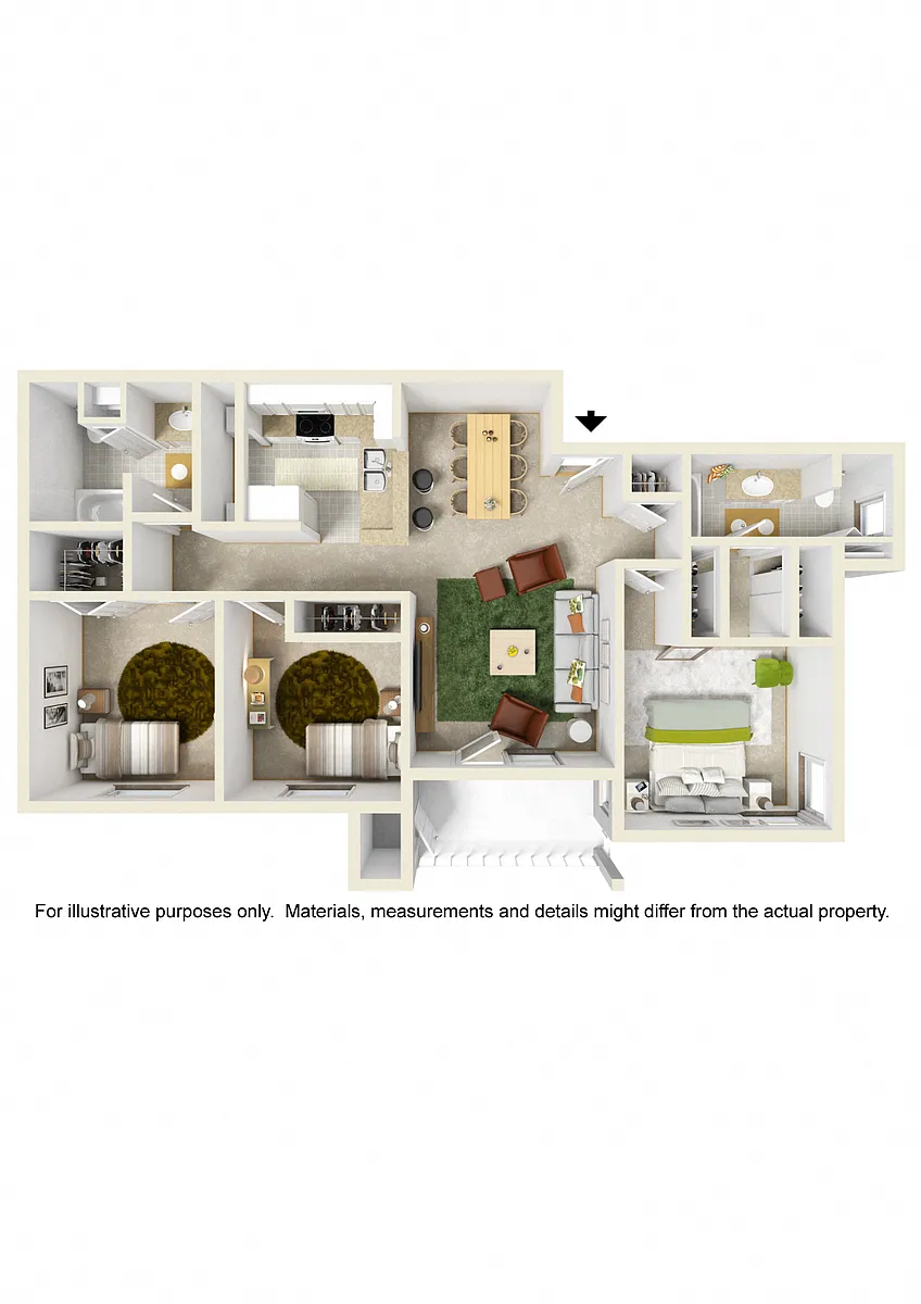Floor plan Three Bed Two Bath