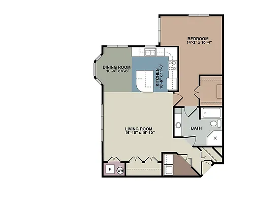 Floor plan 8 Plex 1 Bedroom Upper