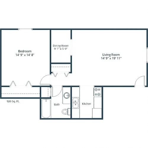 Floor plan One Bedroom 11B