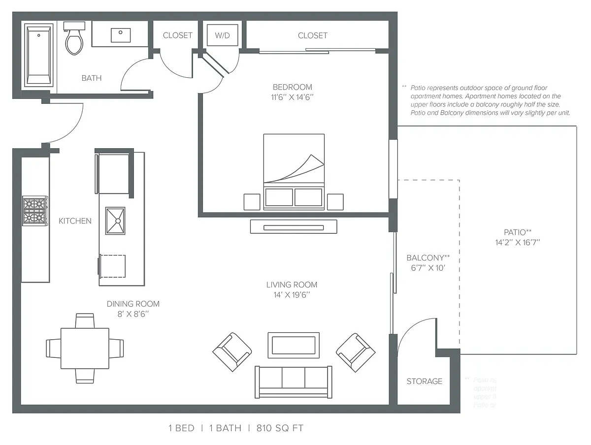 Floor plan 1x1 Renovated