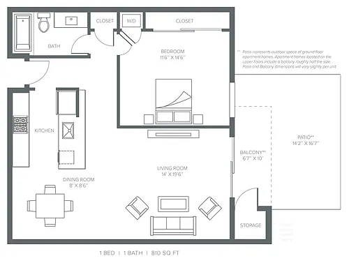 Floor plan 1x1 Renovated