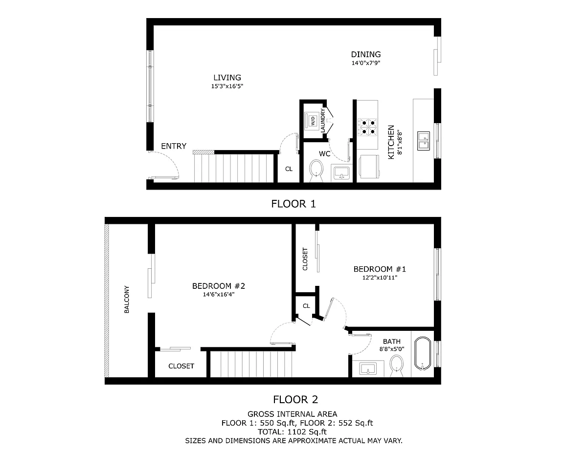 Floor plan 2 Beds 1-5 Bath