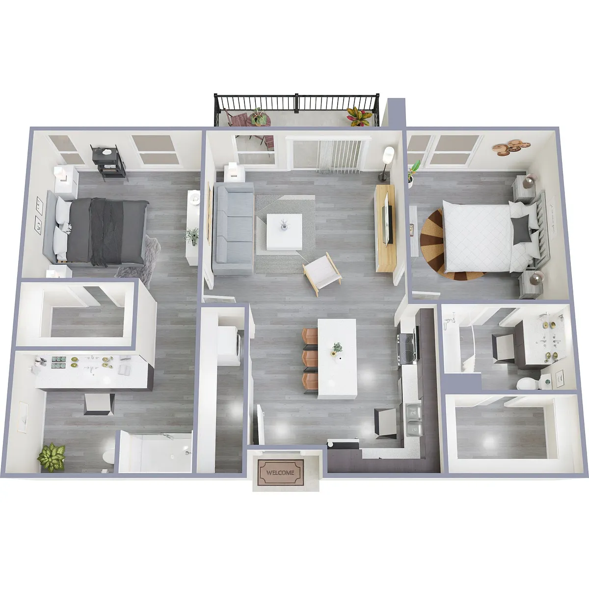 Floor plan H - 2 Bed 2 Bath