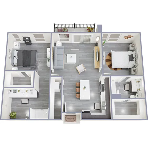 Floor plan H - 2 Bed 2 Bath
