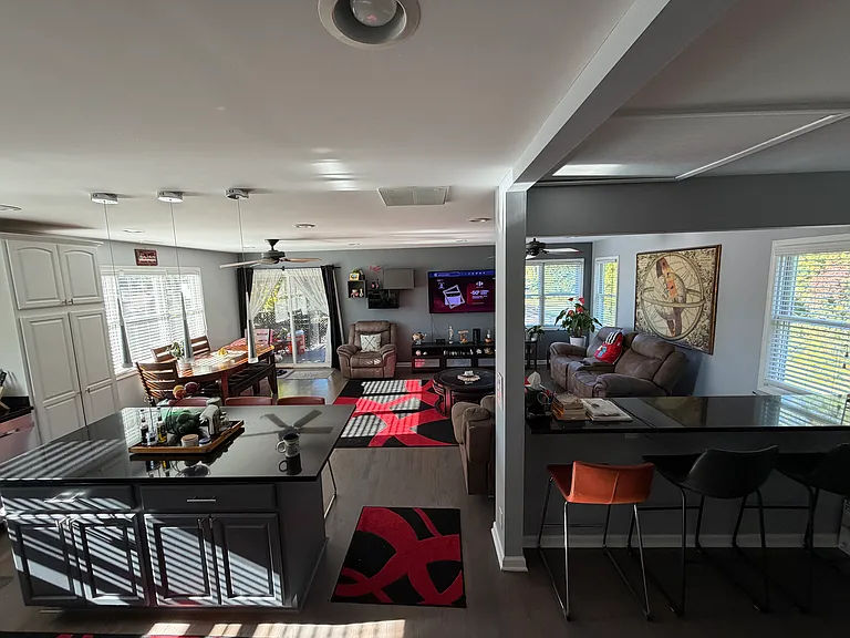 Huge living dining kitchen
