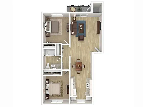 Floor plan 2BD, 1BTH