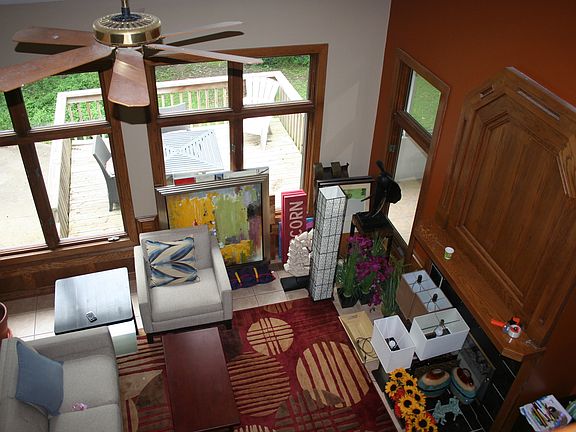 Looking down into livingroom