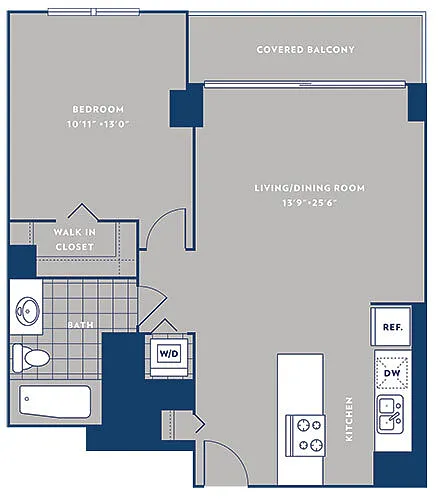 Floor plan 1 bed 1 bath / 12