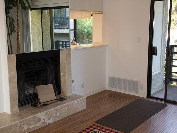 Living room fireplace.