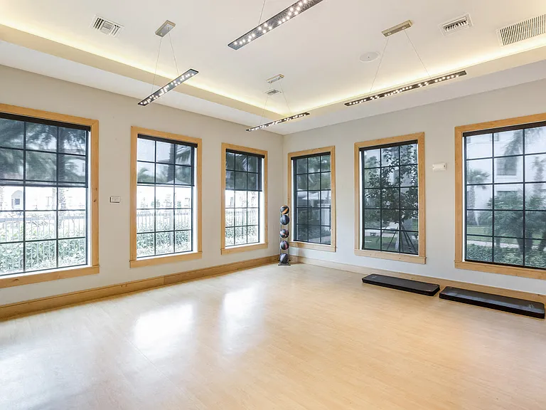 There is a spacious room to practice yoga, pilates and more