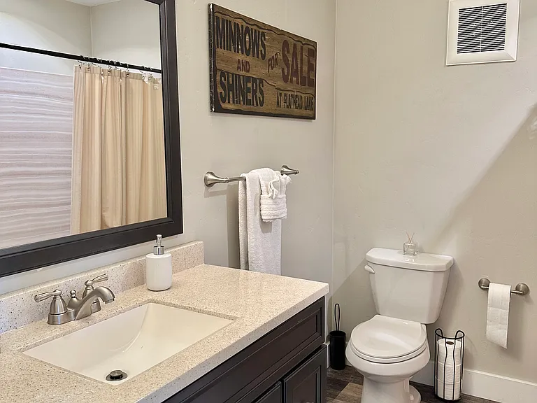 updated bathroom with walk in shower