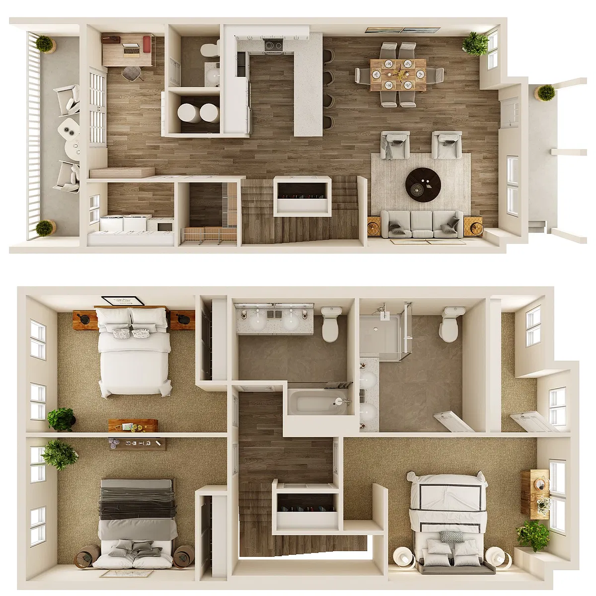 Floor plan 3 Bedroom, 2.5 Bathroom